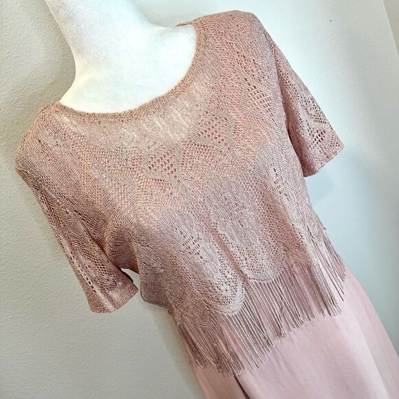 SHARADE 90’s Vintage Crocheted Fringe Top with Maxi Dress Size 8 - Picture 5 of 10